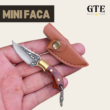 Mini Faca de Acampamento - Cabo de Madeira